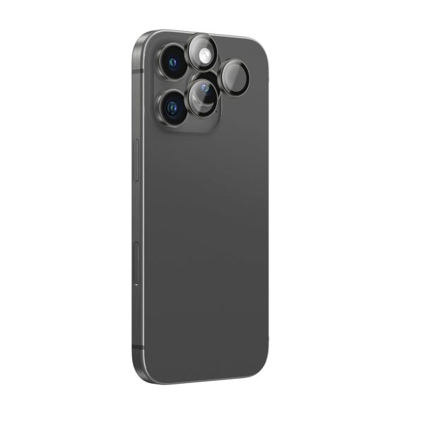 Rūdīts stikls ar kameras objektīva rāmi iPhone 16 Pro / 16 Pro Max - melns