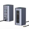 HUB 12-in-1 dokstacija USB-C uz USB-C USB-A HDMI DisplayPort Rj45 - pelēka