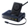 5-in-1 bezvadu uzlādes stacija USB-A USB-C ar ievelkamu Qi2 kabeli 160W - melna