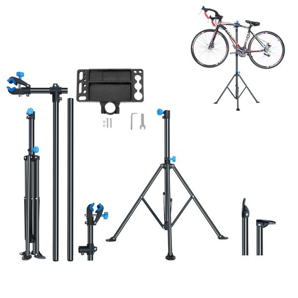 Regulējams grīdas servisa statīvs 30 kg velosipēdiem - melns