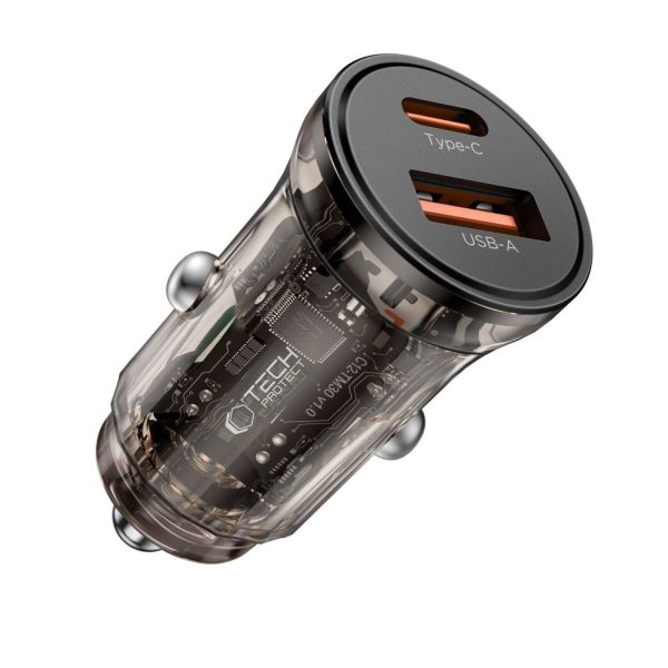 45 W USB-A USB-C automašīnas lādētājs - melns
