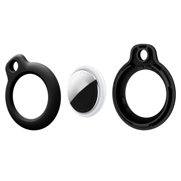 Aizsargmaciņš atslēgu piekariņam Apple AirTag 1/2 lokatoram, melns - 4 gab.