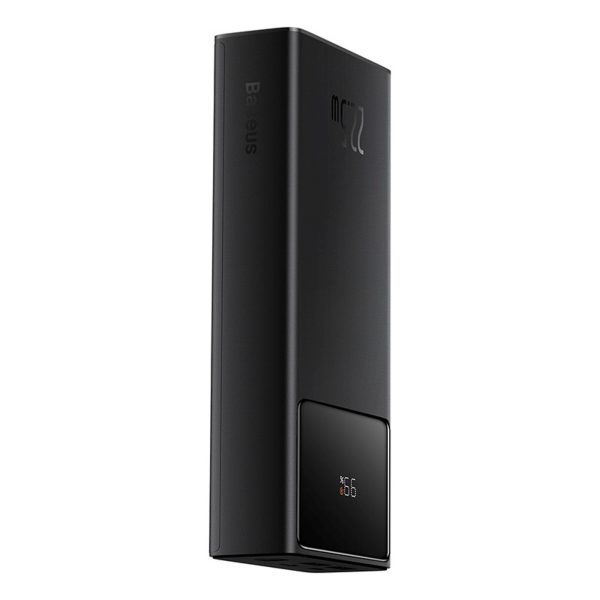 Powerbank 20000mAh USB-A USB-C ar displeja kabeli 22.5W - melns