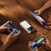 Powerbank 20000mAh USB-A USB-C ar displeja kabeli 22.5W - balts