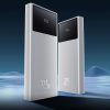 Powerbank 10000mAh USB-A USB-C ar displeja kabeli 22.5W - balts