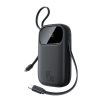 Powerbank 20000mAh USB-A USB-C ar displeju un 2 iebūvētiem kabeļiem 45W - melns