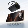 Powerbank 20000mAh USB-A USB-C ar displeju un 2 iebūvētiem kabeļiem 45W - melns