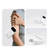 Powerbank 20000mAh USB-A USB-C ar displeju un 2 iebūvētiem kabeļiem 45W - balts