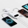 Powerbank 20000mAh USB-A USB-C ar displeju un 2 iebūvētiem kabeļiem 45W - balts