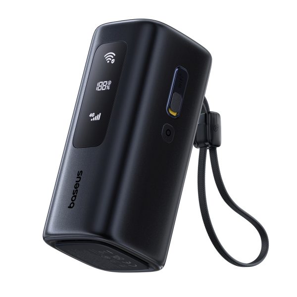 Powerbank 20000mAh USB-A USB-C ar Wi-Fi 67W - melns