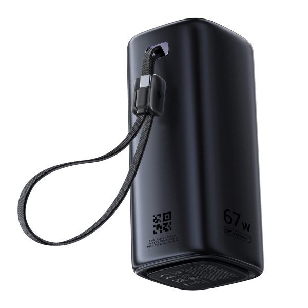 Powerbank 20000mAh USB-A USB-C ar Wi-Fi 67W - melns