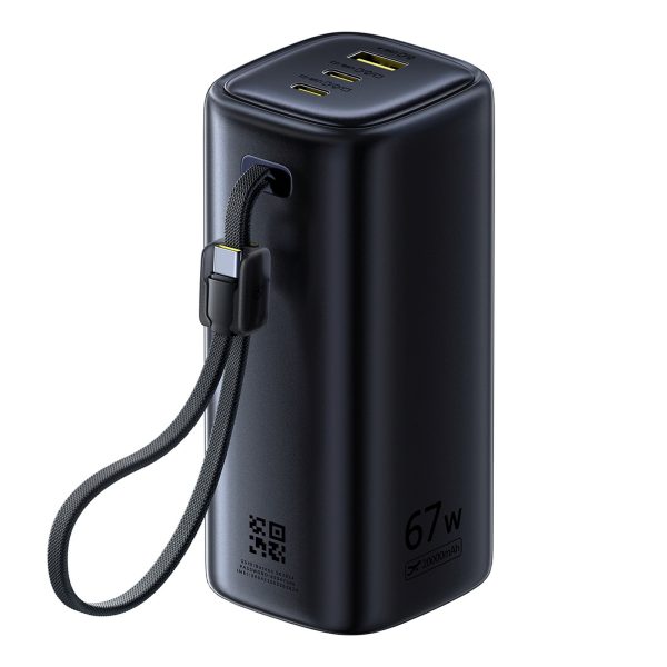 Powerbank 20000mAh USB-A USB-C ar Wi-Fi 67W - melns