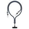 4-in-1 USB-C kabelis ar aukliņu un iPhone Lightning USB-A adapteriem - zils
