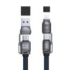 4-in-1 USB-C kabelis ar aukliņu un iPhone Lightning USB-A adapteriem - zils