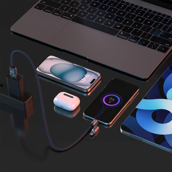 4-in-1 USB-C kabelis ar aukliņu un iPhone Lightning USB-A adapteriem - zils
