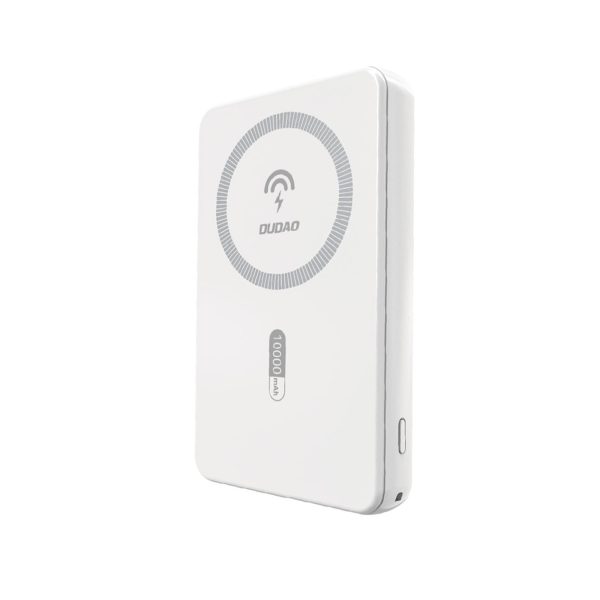 K14S 5000mAh magnētiskais pārnēsājamais akumulators USB-A USB-C 20W - balts