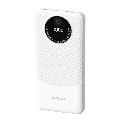Powerbank K12 10000mAh USB-A USB-C PD 22.5W - balts