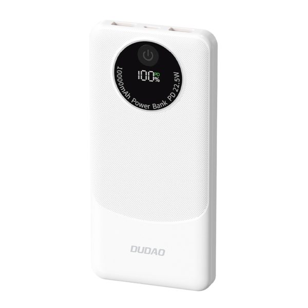 Powerbank K12 10000mAh USB-A USB-C PD 22.5W - balts
