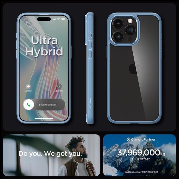 iPhone 15 Pro Max Crystal Hybrid vāciņš - caurspīdīgi zils