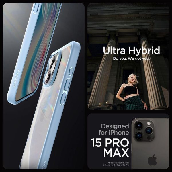 iPhone 15 Pro Max Crystal Hybrid vāciņš - caurspīdīgi zils