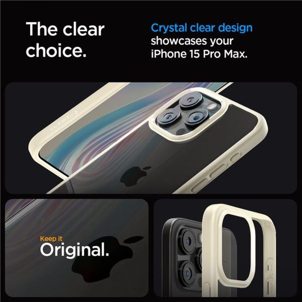 iPhone 15 Pro Max Crystal Hybrid vāciņš - caurspīdīgs bēšs