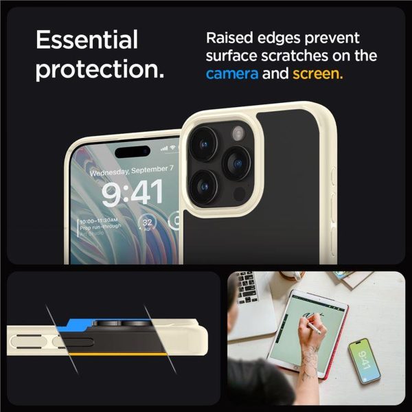 iPhone 15 Pro Max Crystal Hybrid vāciņš - caurspīdīgs bēšs