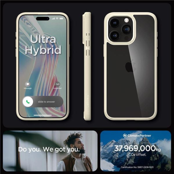 iPhone 15 Pro Max Crystal Hybrid vāciņš - caurspīdīgs bēšs