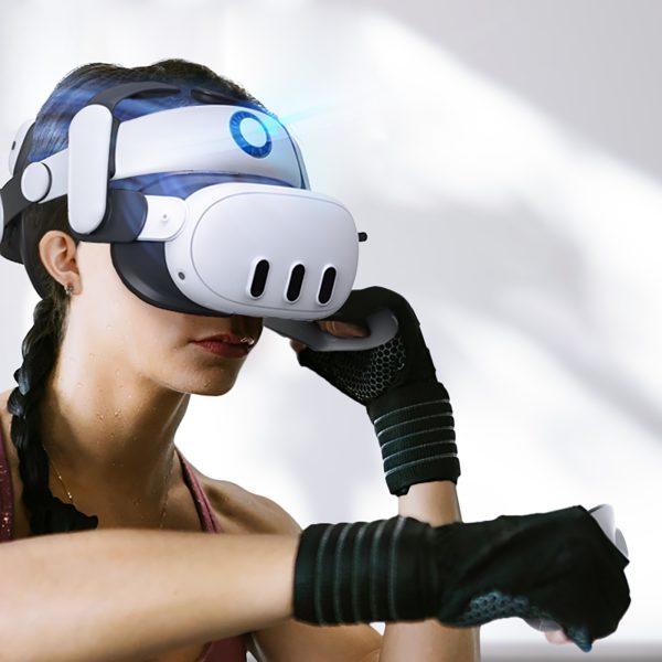 Siksniņa Meta Quest 3 VR austiņām ar ārējo akumulatoru - balta un melna