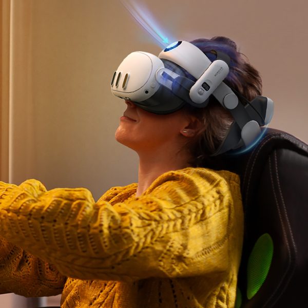 Siksniņa Meta Quest 3 VR austiņām ar ārējo akumulatoru - balta un melna