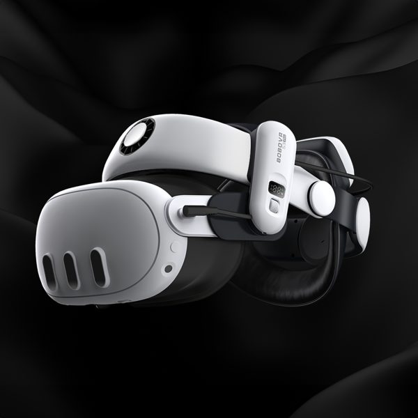 Siksniņa Meta Quest 3 VR austiņām ar ārējo akumulatoru - balta un melna