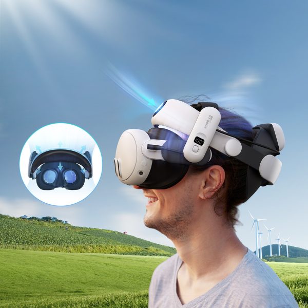 Siksniņa Meta Quest 3 VR austiņām ar ārējo akumulatoru - balta un melna