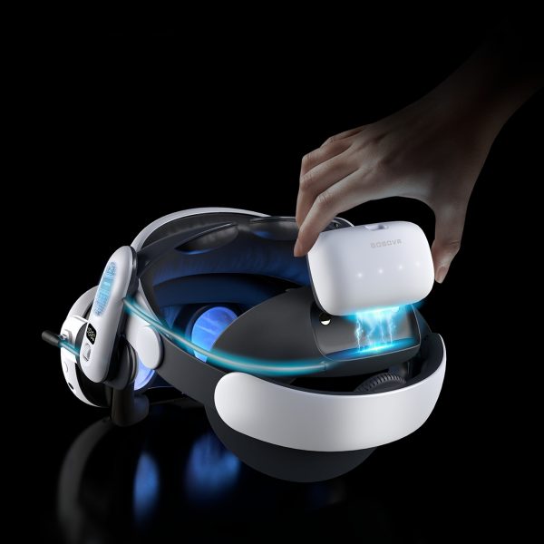 Siksniņa Meta Quest 3 VR austiņām ar ārējo akumulatoru - balta un melna