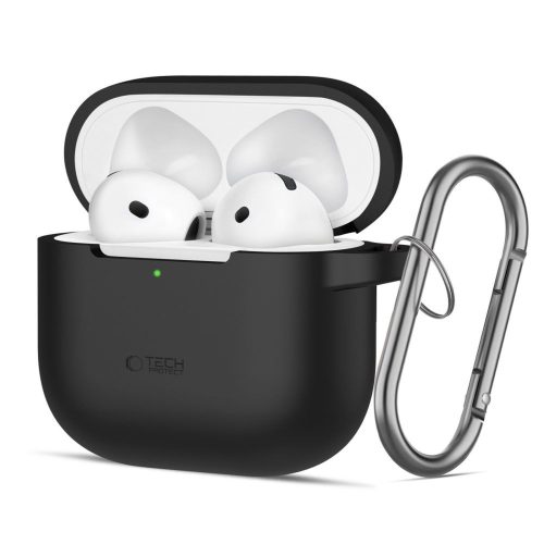 Apple AirPods 4 silikona maciņš ar āķīti - melns