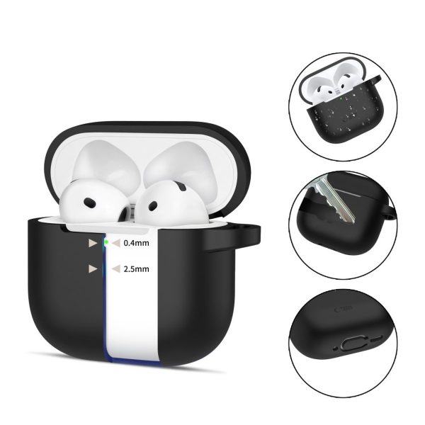 Apple AirPods 4 silikona maciņš ar āķīti - melns
