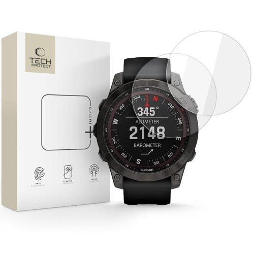 Rūdīts stikls Garmin Fenix 7 / 7 Pro Glass Fit+ pulkstenim, caurspīdīgs - 2 gab.