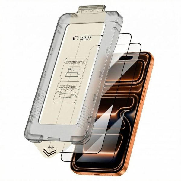 Rūdīts stikls iPhone 17 Pro ar Quick Set+ aplikatoru, melns - 2 gab.