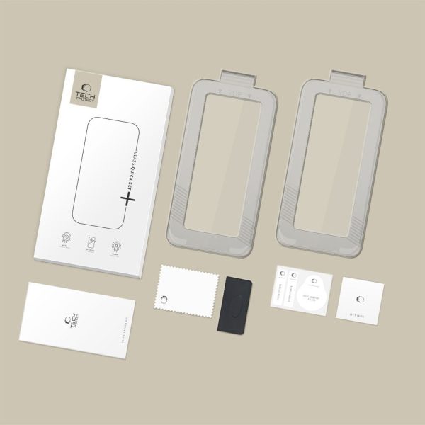 Rūdīts stikls iPhone 17 Pro ar Quick Set+ aplikatoru, melns - 2 gab.