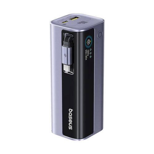 EnerGeek GR11 10000mAh pārnēsājamais akumulators ar ievelkamu kabeli 100W - pelēks