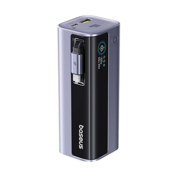 EnerGeek GR11 10000mAh pārnēsājamais akumulators ar ievelkamu kabeli 100W - pelēks