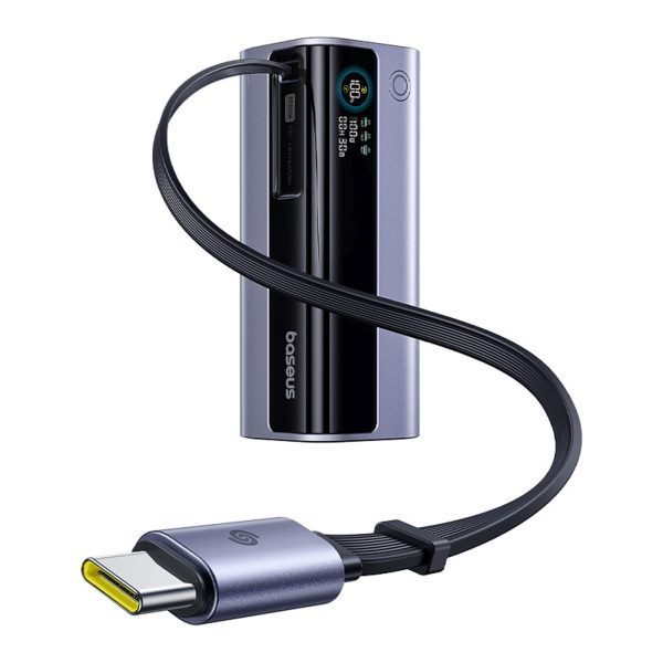 EnerGeek GR11 10000mAh pārnēsājamais akumulators ar ievelkamu kabeli 100W - pelēks