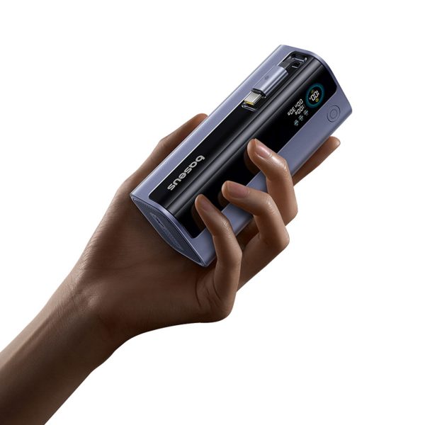EnerGeek GR11 10000mAh pārnēsājamais akumulators ar ievelkamu kabeli 100W - pelēks