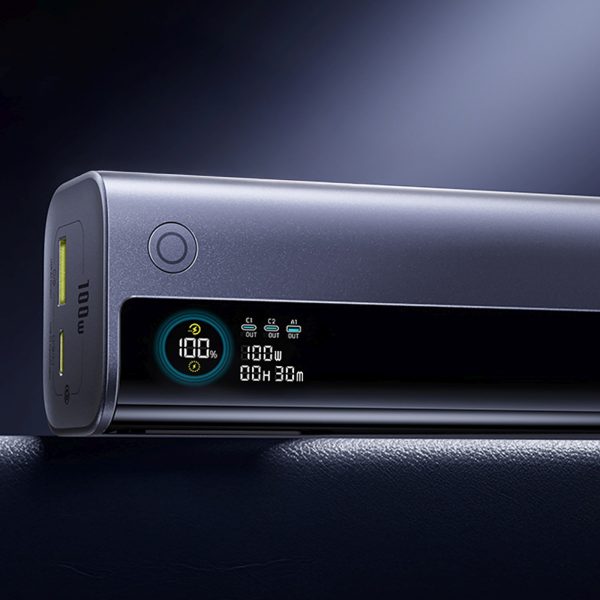 EnerGeek GR11 10000mAh pārnēsājamais akumulators ar ievelkamu kabeli 100W - pelēks