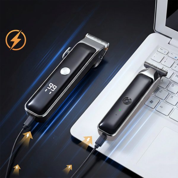 Matu griezējs ar trimmeri, 7 LED uzgaļi, USB-C komplekts