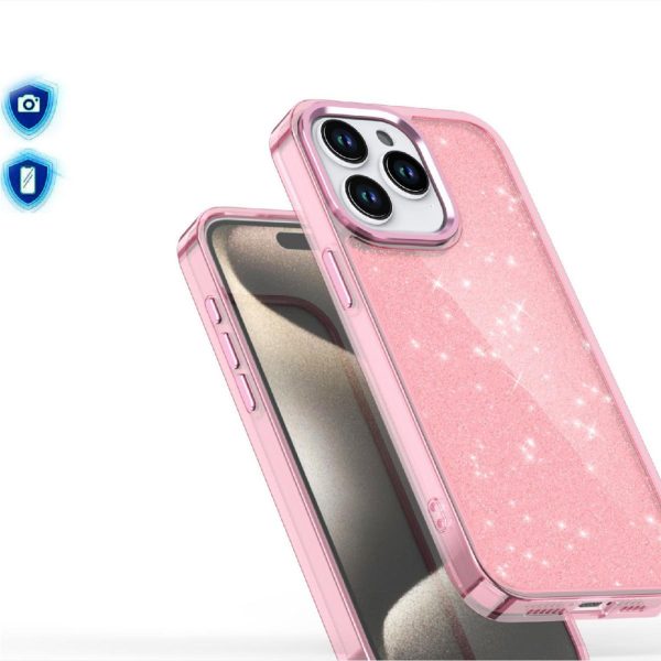 iPhone 16 Pro mirdzošs vāciņš — rozā ar mirdzumiem