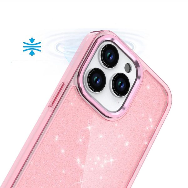 iPhone 16 Pro mirdzošs vāciņš — rozā ar mirdzumiem