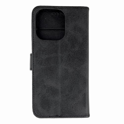 iPhone 16 Pro ādas vāciņš ar vāku - melns