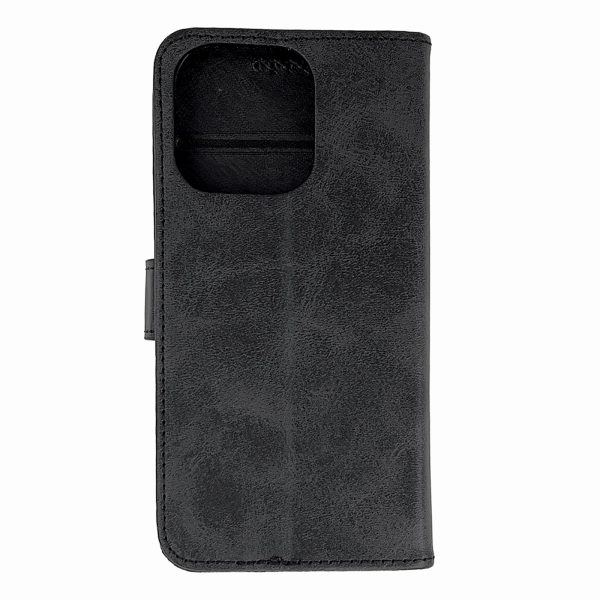 iPhone 16 Pro Max ādas vāciņš ar vāku - melns