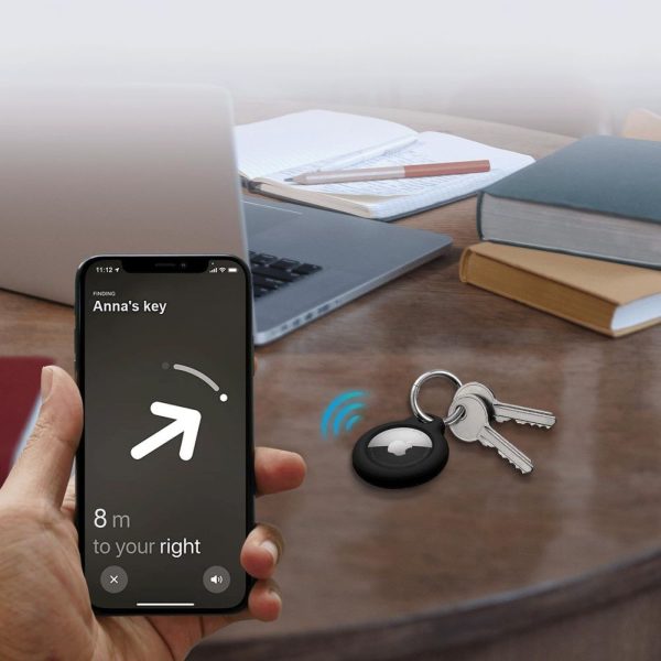 Apple AirTag atslēgu piekariņu maciņš, melns - 2 gab.