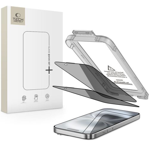 iPhone 15 / 16 Quick Set Spy+ privātuma stikls - 2 gab.