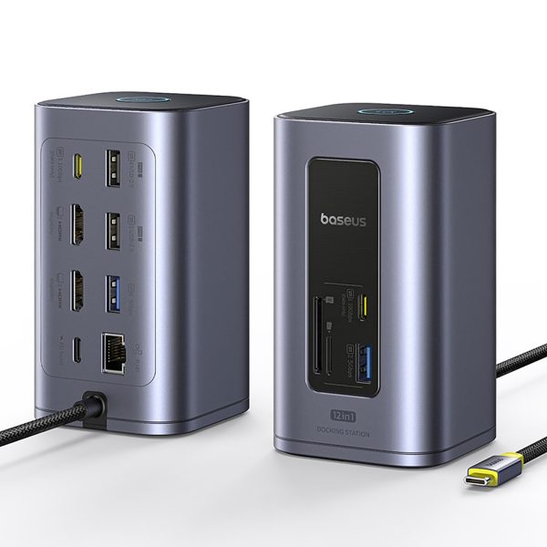 1034785-6-stacja-dokujaca-hub-12w1-usb-c-usb-a-hdmi-rj45-baseus-hurtownia-dropshipping.jpg HUB 12-in-1 dokstacija USB-C USB-A HDMI RJ45 SD microSD 4K 60Hz PD 10Gb/s